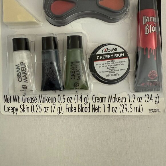 Rubies Complete Makeup Halloween Costume Kit Grease Cream Fake Blood Creepy Skin - Picture 2 of 13